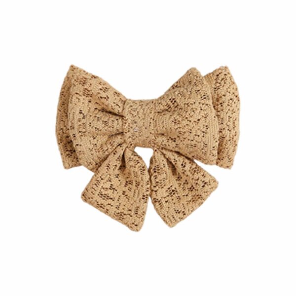 Κλιπ μαλλιών διπλός φιόγκος από δαντελένιο ύφασμα - Image 4