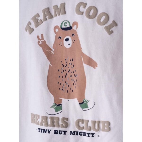 Σετ λευκό-μπλε-γκρι με Αρκούδα και καπέλο - Image 3