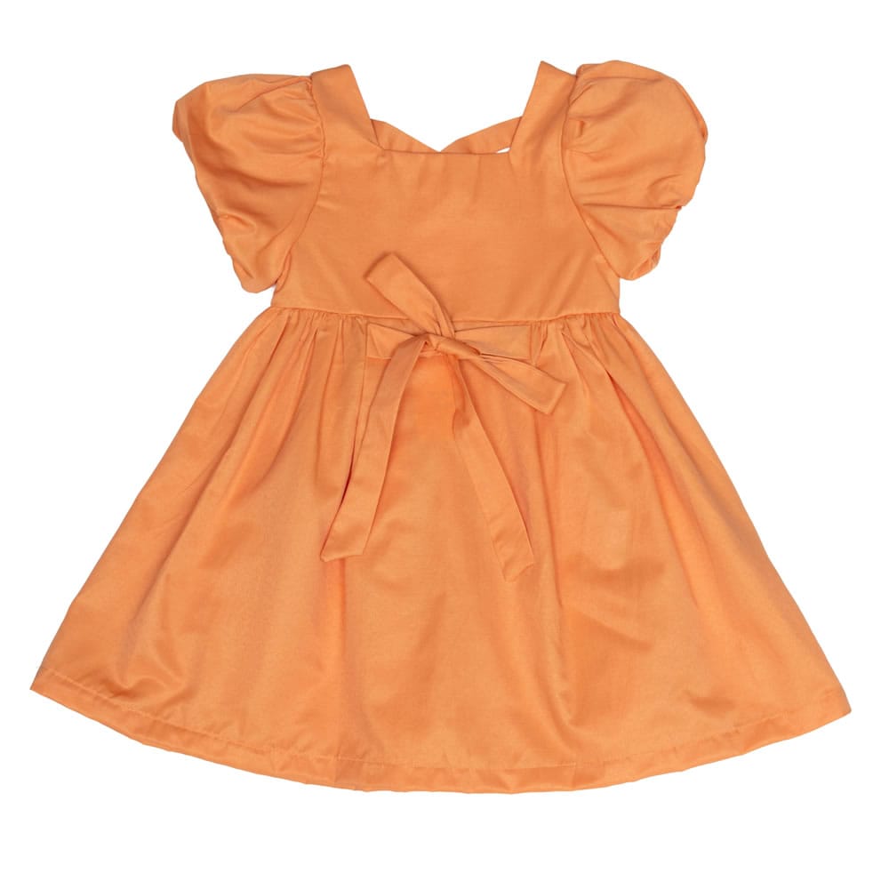 30989-1 Φόρεμα πορτοκαλί με φουσκωτά μανίκια - Image 1
