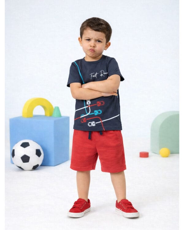 Σετ ανθρακί-κόκκινο Fast Race με σορτς - Image 2