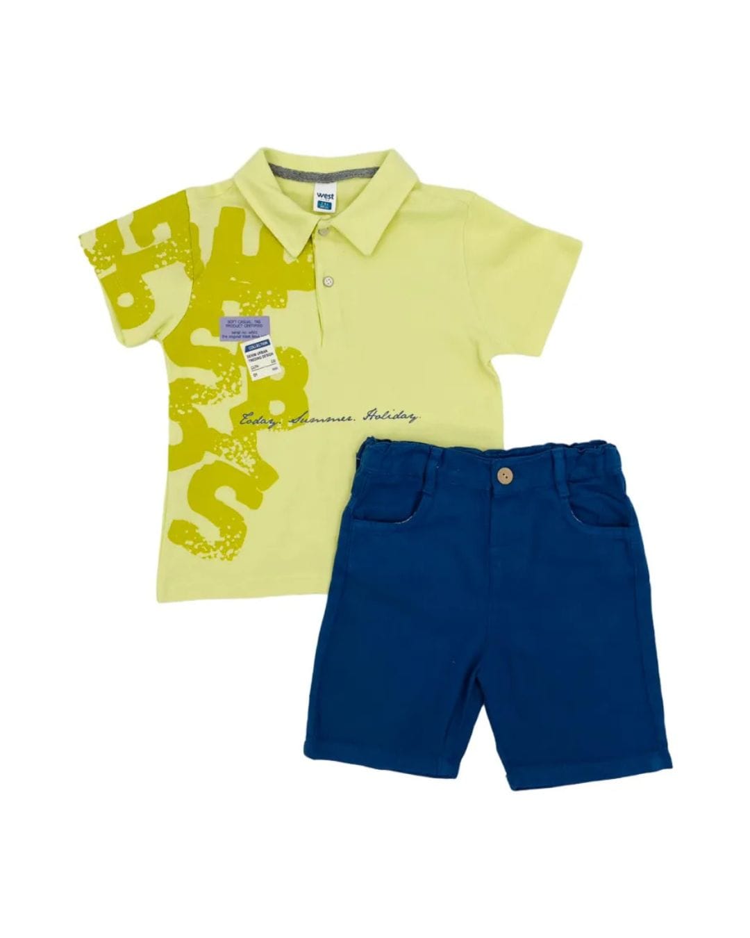 324787 Σετ lime-μπλε με μπλούζα polo - Image 1