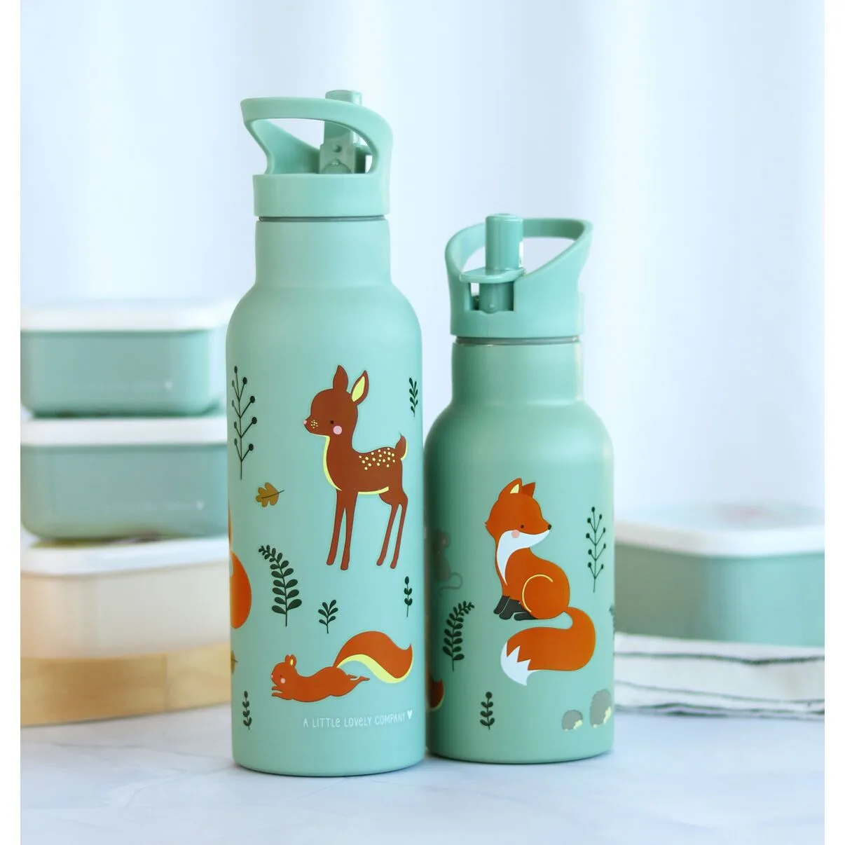 A Little Lovely Company XL Μπουκάλι με διπλό τοίχωμα από ανοξείδωτο ατσάλι 500ml Forest Friends - Image 2