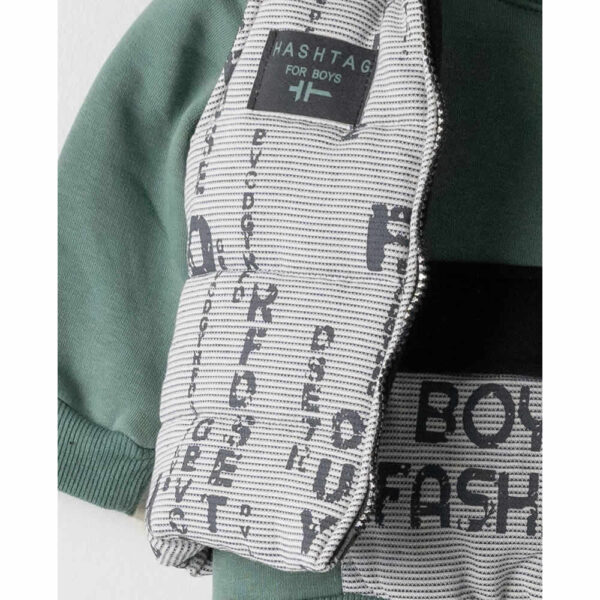 Βρεφικό Σετ Φόρμας λαδί Boys Fashion με αμάνικο (3 τμχ) - Image 3