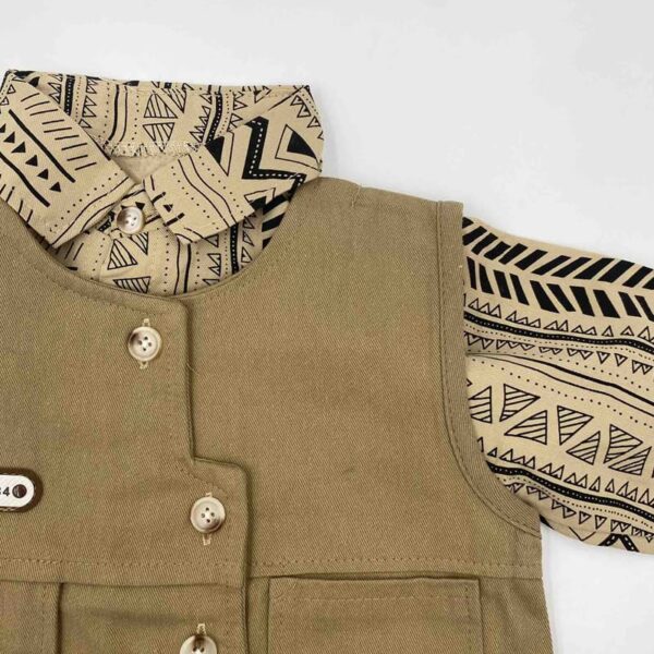 Σετ boho μπεζ-λαδί με γιλέκο (3 τμχ) - Image 4