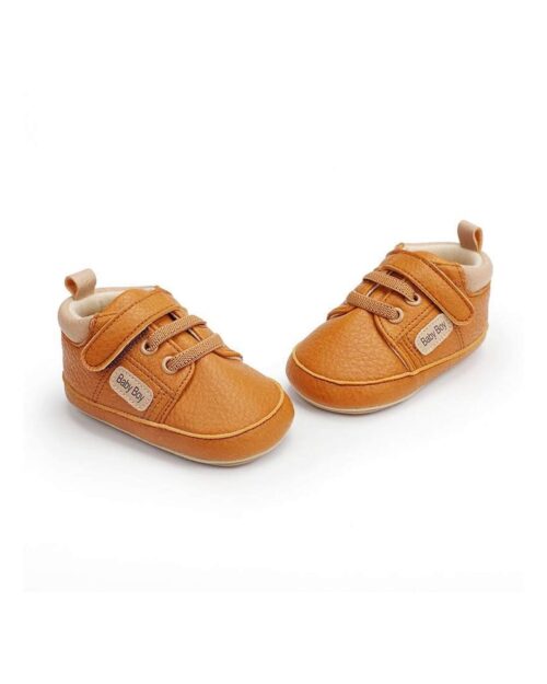 Παπουτσάκια τύπου sneakers καφέ με μπεζ λεπτομέρεια - Image 3