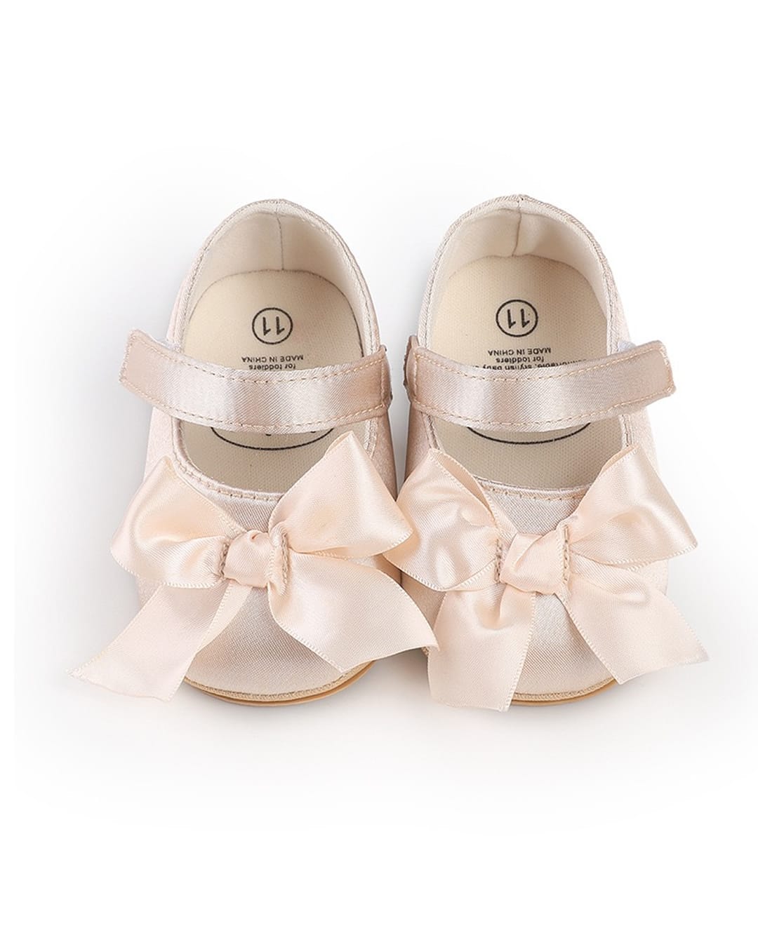 SHOE085C Μπαλαρίνες εκρού σατέν με φιόγκο - Image 1