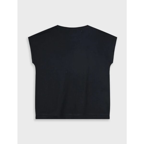 Παιδική μπλούζα crop top για κορίτσι μαύρη με στρας - Image 3