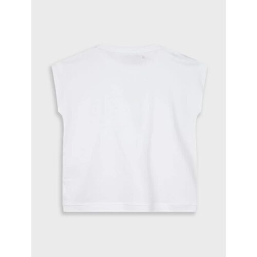 Παιδική μπλούζα crop top για κορίτσι λευκή με στρας - Image 3
