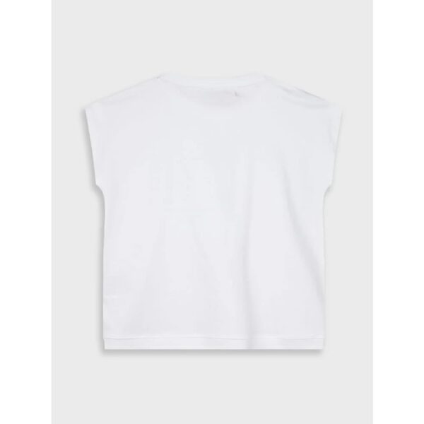 Παιδική μπλούζα crop top για κορίτσι λευκή με στρας - Image 3