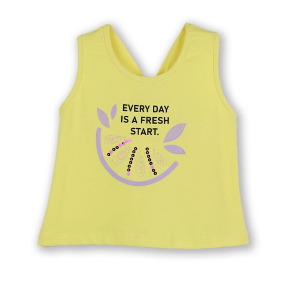 Παιδικό σετ για κορίτσι με σορτς κίτρινο-ριγέ λιλά - Image 3