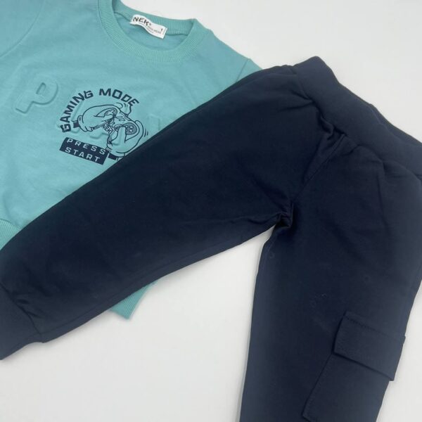 Παιδικό σετ φόρμας για αγόρι αχνούδιαστο πετρόλ-μπλε σκούρο - Image 4