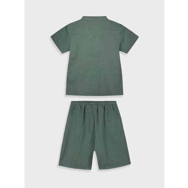 Παιδικό σετ για αγόρι λινό λαδί - Image 3