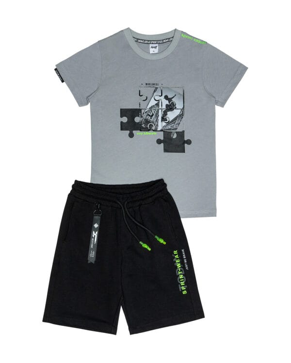 Παιδικό σετ για αγόρι γκρι-μαύρο Skater