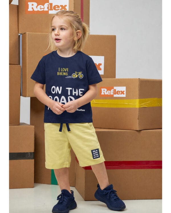 Παιδικό σετ μπλε-κίτρινο Ποδήλατο με σορτς - Image 2
