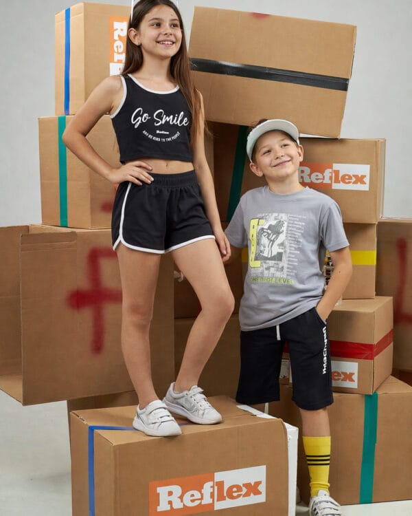 Παιδικό σετ μαύρο με σορτς - Image 2