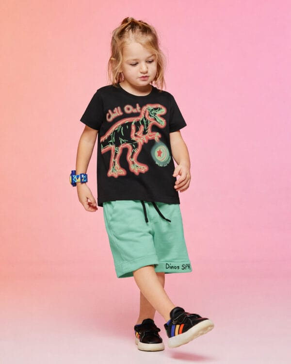 Παιδικό σετ για αγόρι μπλε-λαχανί Δεινόσαυρος με φωτάκια - Image 2