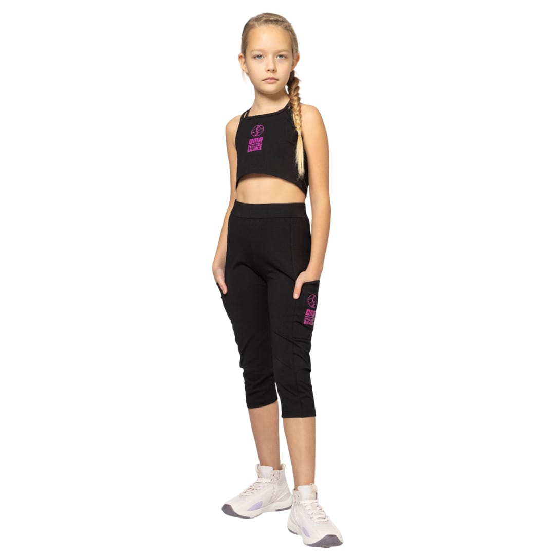 Παιδικό σετ για κορίτσι μαύρο με capri κολάν