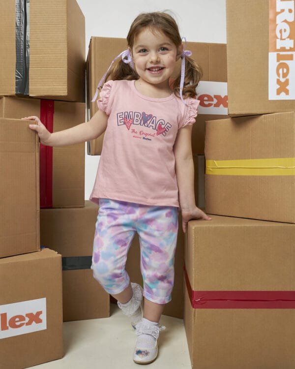 Παιδικό σετ ροζ-watercolor Καρδούλες με κολάν capri - Image 2