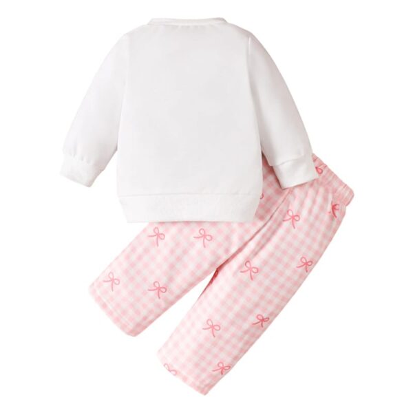 Βρεφικό σετ για κορίτσι αχνούδιαστο λευκό-ροζ καρό - Image 4