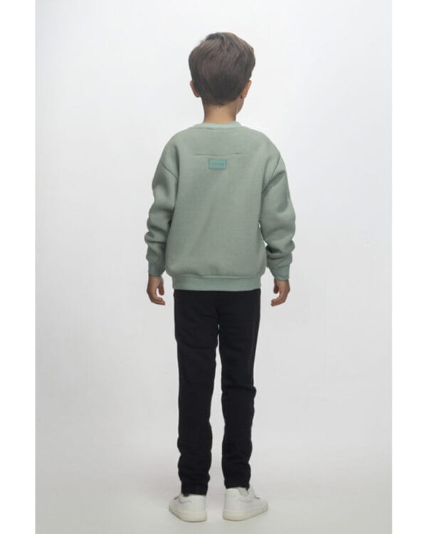 Παιδικό σετ φόρμας fleece φυστικί-μαύρο Culture - Image 2