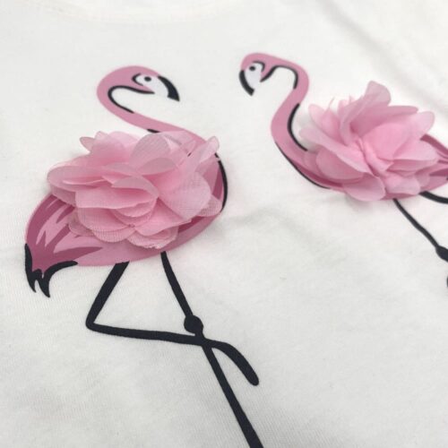 Σετ λευκό-τζιν με φούστα και Flamingo - Image 5