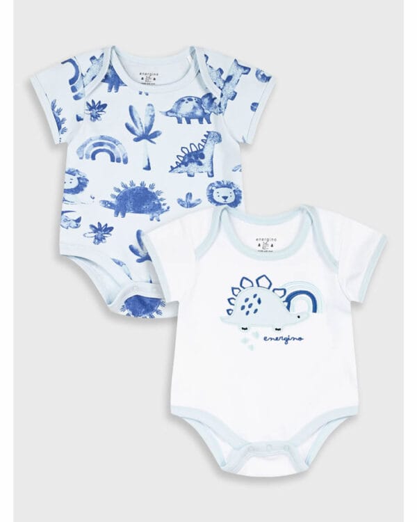 Βρεφικά κορμάκια γαλάζιο-λευκό Δεινόσαυρος (2 τμχ) - Image 4