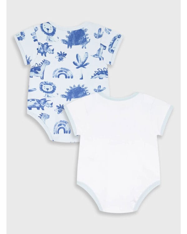 Βρεφικά κορμάκια γαλάζιο-λευκό Δεινόσαυρος (2 τμχ) - Image 3