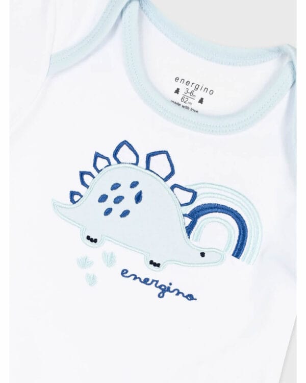 Βρεφικά κορμάκια γαλάζιο-λευκό Δεινόσαυρος (2 τμχ) - Image 2