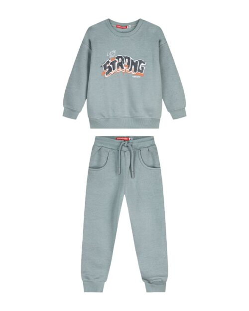 Παιδικό σετ φόρμας fleece ανοιχτό πετρόλ Strong