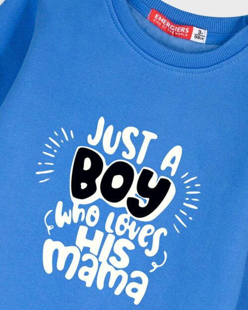Παιδικό σετ φόρμας fleece μπλε-μαύρο Just a boy who loves his mama - Image 2