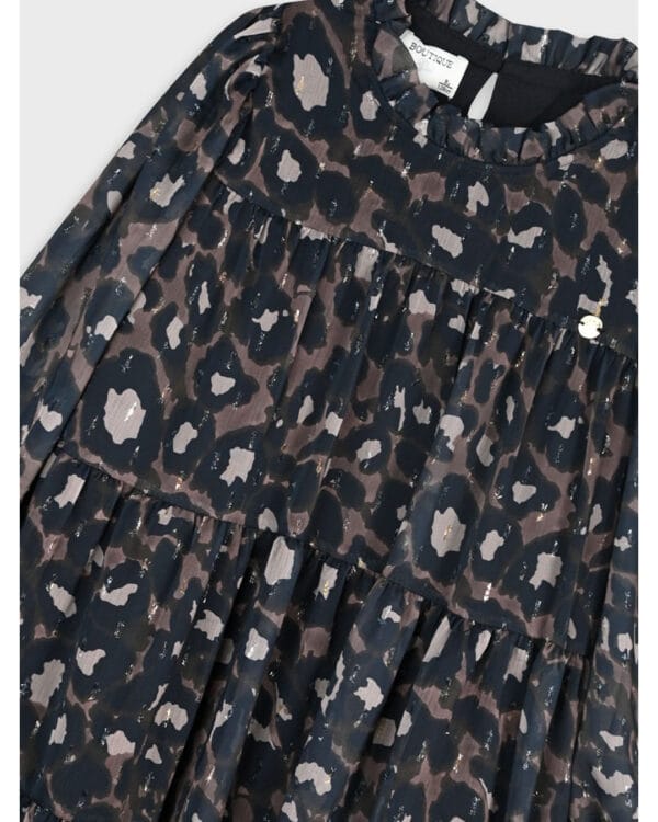 Παιδικό φόρεμα μαύρο-καφέ λεοπάρ - Image 3