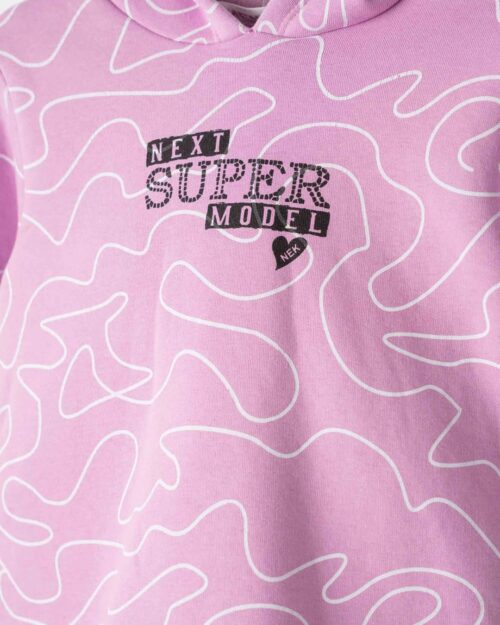 Παιδικό σετ fleece λιλά με φαρδύ παντελόνι - Image 2
