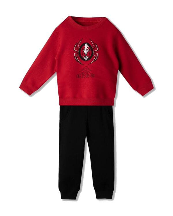 Παιδικό σετ φόρμας fleece κόκκινο-μαύρο Spiderman
