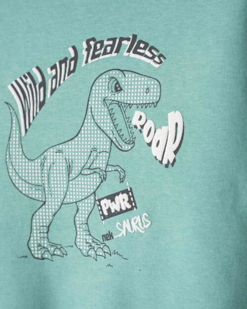 Παιδικό σετ φόρμας fleece aqua-ανθρακί Δεινόσαυρος - Image 2
