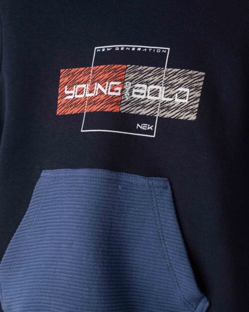 Παιδικό σετ φόρμας fleece μπλε σκούρο με πικέ λεπτομέρειες - Image 2