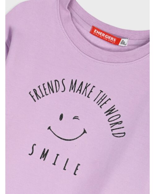 Παιδικό σετ φόρμας fleece λιλά Friends make the world - Image 2