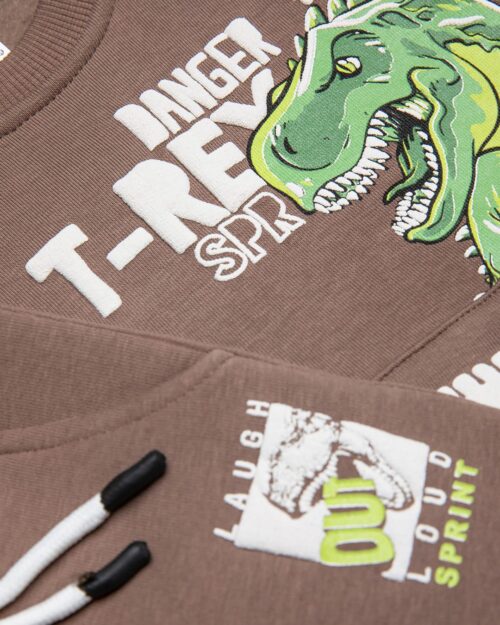 Παιδικό σετ fleece στο χρώμα της μόκας Dino - Image 3