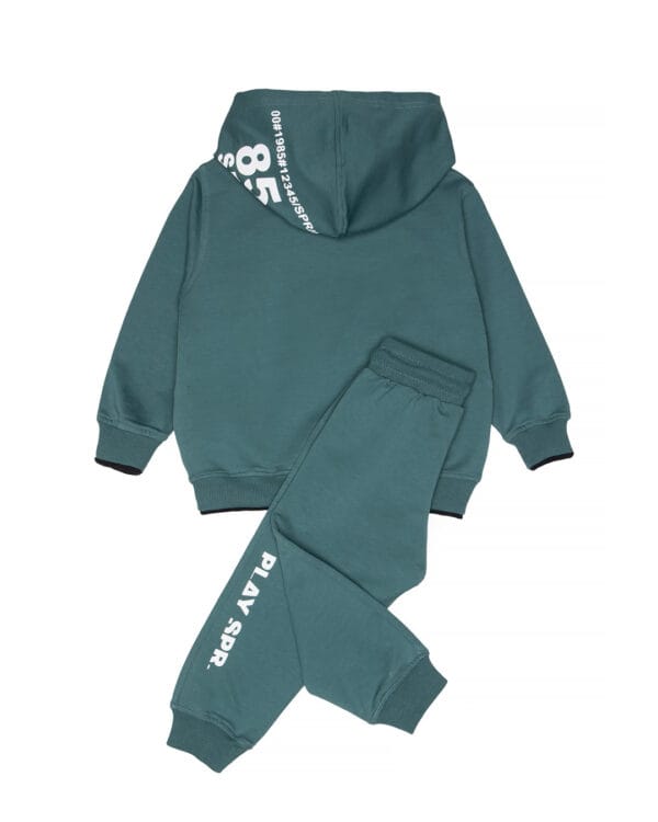 Παιδικό σετ φόρμας total πράσινο με κουκούλα - Image 4