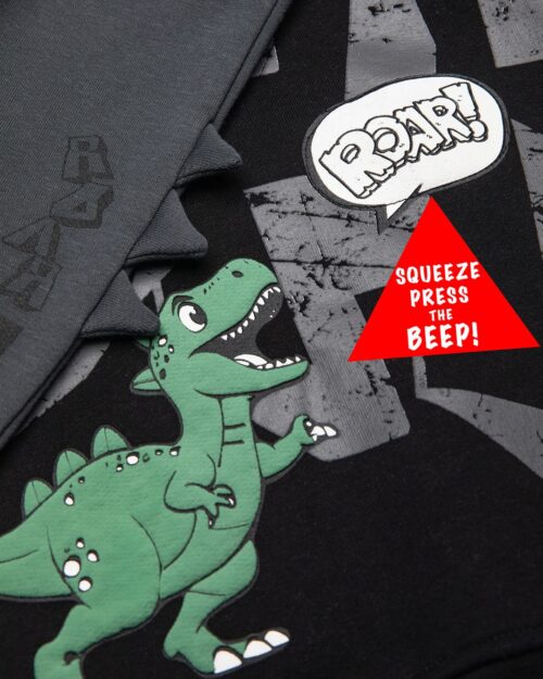 Παιδικό σετ φόρμας fleece μαύρο-γκρι Dino (με κόρνα) - Image 4