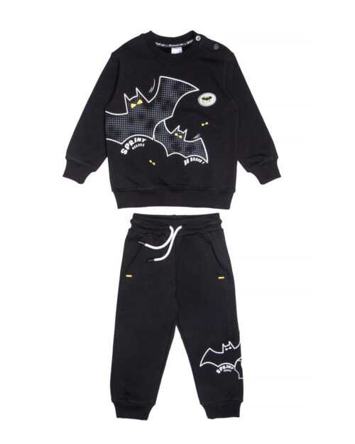 Παιδικό σετ φόρμας fleece μαύρο Batman με φωτάκι LED