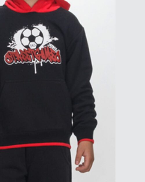 Παιδικό σετ φόρμας fleece μαύρο-κόκκινο Streetgames - Image 2