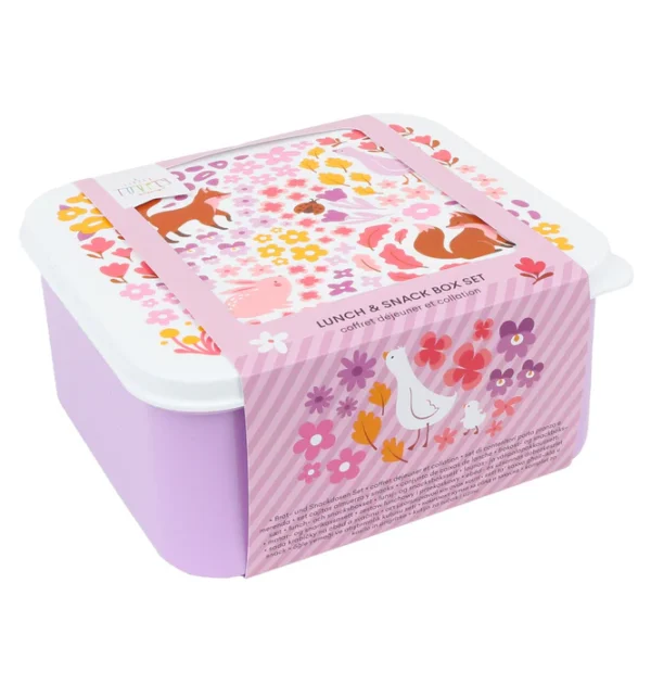 A little lovely company Σετ 4 δοχεία φαγητού Lunch & Snack- Flower Garden - Image 6
