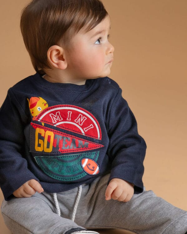 Βρεφικό σετ μπλε-γκρι αχνούδιαστο Go Team - Image 3