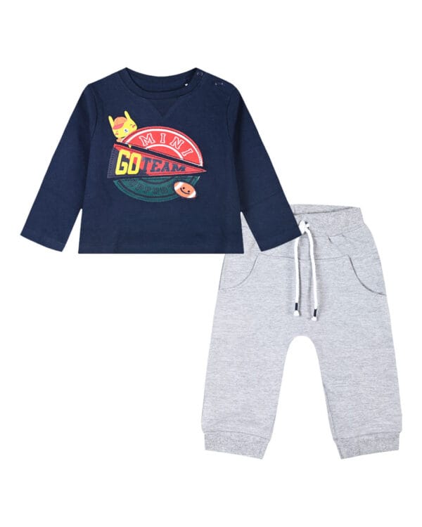 Βρεφικό σετ μπλε-γκρι αχνούδιαστο Go Team - Image 5