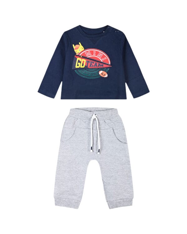 Βρεφικό σετ μπλε-γκρι αχνούδιαστο Go Team