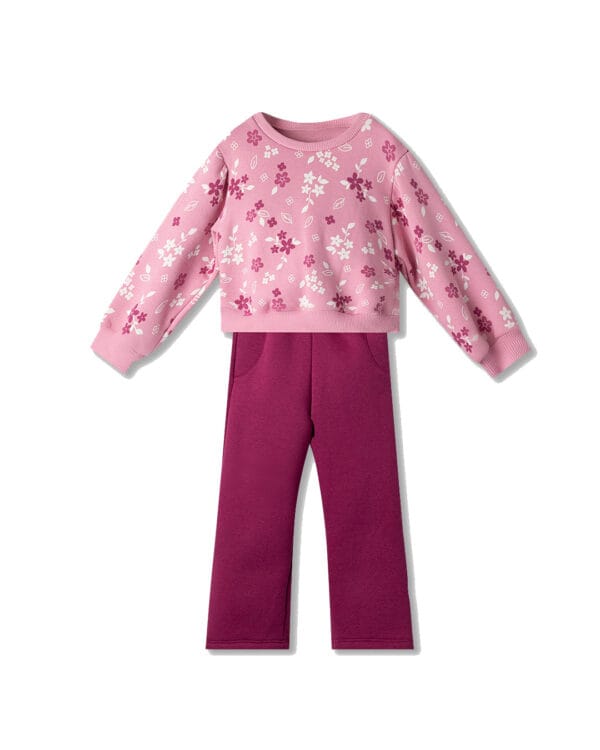 Παιδικό σετ φόρμας fleece ροζ-magenta Floral