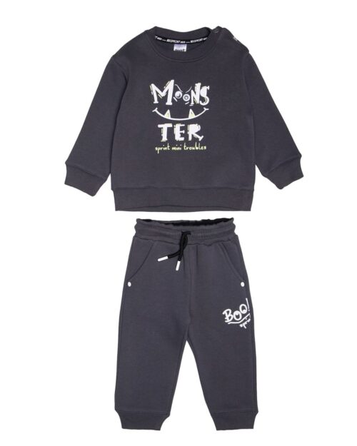 Παιδικό σετ φόρμας fleece ανθρακί Monster