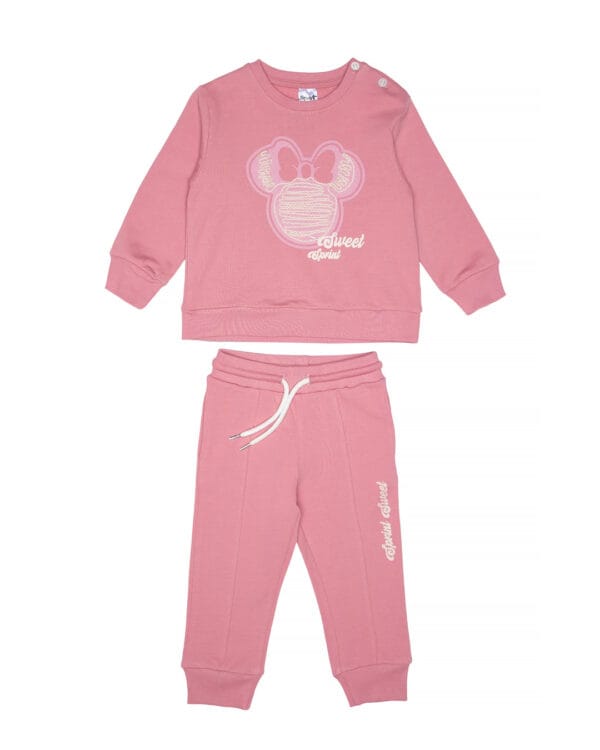 Παιδικό σετ φόρμας με ελαφρύ χνούδι ροζ Minnie