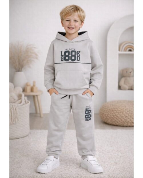 Παιδικό σετ φόρμας fleece γκρι Look good - Image 3