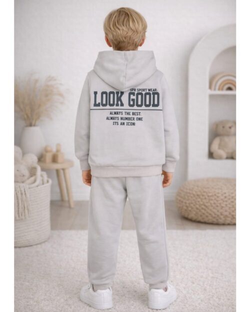 Παιδικό σετ φόρμας fleece γκρι Look good - Image 2